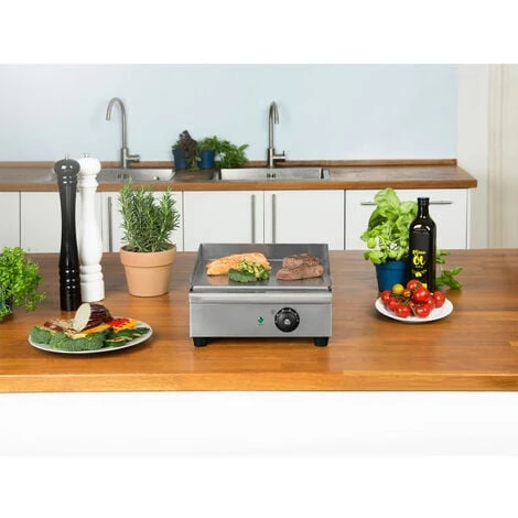 Vertes Piastra Per Griglia Elettrica Professionale, Potenza 1400 Watt, Alloggiamento In Acciaio Inox, Temperatura Regolabile Da 50 A 300°C, Griglia Plancha Elettrica Con Superficie Liscia 31x27cm 5 Vertes Piastra Per Griglia Elettrica Professionale, Potenza 1400 Watt, Alloggiamento In Acciaio Inox, Temperatura Regolabile Da 50 A 300°C, Griglia Plancha Elettrica Con Superficie Liscia 31x27cm - immagine 3