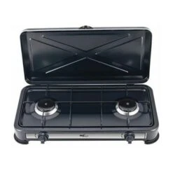 Melchioni Fornello A Gas 2 Fuochi Minerva 2 Con Coperchio Nero