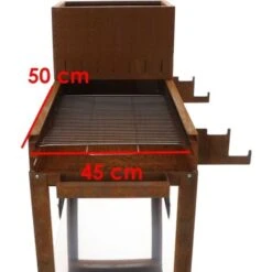 Barbecue A Legna E Carbone Completamente In Corten Piano Cottura Inox 45x50 Cm -Sconto Weber || Campingaz || OUTSUNNY in Italia 60612092 3