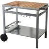 AVEIRO - Carrello Da Esterno Su Ruote Per Plancha - Legno Metallo - Due Livelli - Vassoio Piano In Legno - Legno E Argento -Sconto Weber || Campingaz || OUTSUNNY in Italia 63744720 1