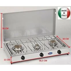 Fornello A Gas Gpl / Metano A 3 Fuochi Pianale In Acciaio Inox Cfparker Mod. 5523G. Colore: Grigio Gpl -Sconto Weber || Campingaz || OUTSUNNY in Italia 64876551 2