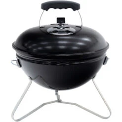 Barbecue A Carbone Portatile Da Tavolo Kekai Tahoe 37x37x44 Cm Coperchio Con Sistema Di Trasporto E Bloccaggio Smaltato Nero