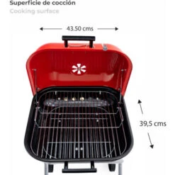 Barbacoa De Carbón Portátil Plegable En Acero Con Ruedas Kekai Flathead 50x47x79 Cm De Forma Cuadrada En Color Esmaltado Rojo -Sconto Weber || Campingaz || OUTSUNNY in Italia 69347124 5