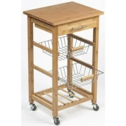 Trolley In Bambù Massiccio Modello Piccolo - 00013 - Dm Creation