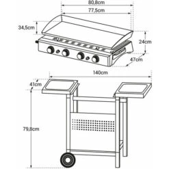 Griglia A Gas VALENCIA - 4 Bruciatori 10kW + Carrello -Sconto Weber || Campingaz || OUTSUNNY in Italia 70592471 4