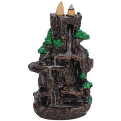 Bruciatore Di Incenso A Cascata Di Montagna A Doppia Faccia, Portaincenso A Riflusso Della Torre Del Fiume In Resina, Fontana Di Incenso Per Aromaterapia Fresca Cascate Di Fumo