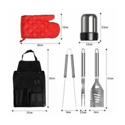 SET BARBECUE Kit Professionale 7 Pezzi In Acciaio Inox-Portatile Accessori BBQ -Sconto Weber || Campingaz || OUTSUNNY in Italia 81664808 3
