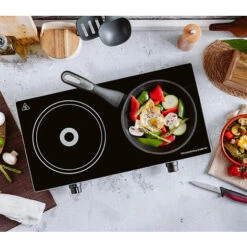 Fornello Elettrico Doppia Piastra Vetroceramica 2400W Piano Cottura SK-224 -Sconto Weber || Campingaz || OUTSUNNY in Italia 82891029 2