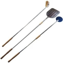 KIT PALE SET PALA PIZZA FORNO A LEGNA 3pz QUADRATA SPAZZOLA TONDA