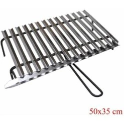 Graticola In Acciaio, Griglia Inox Per Barbecue Con Recupero Oli + Omaggio Misure: Cm 50x35