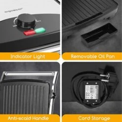 PIASTRA PER PANINI TOAST BISTECCHIERA ANTIADERENTE 2000W GRIGLIA ELETTRICA -Sconto Weber || Campingaz || OUTSUNNY in Italia 88524960 3