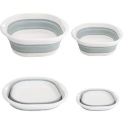 MINKUROW 2 Pezzi Ciotola Pieghevole Bacinella Pieghevole Lavabo Rotondo Pieghevole In Silicone Multifunzione Per Campeggio, Roulotte, Attività All'Aperto, Cucina, Viaggi, Campeggio, Escursionismo (Blu