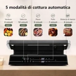 RELAX4LIFE Piastra Elettrica 2000W, Bistecchiera Elettrica Con Piastre Antiaderenti E Rimovibili, 5 Modalità Automatiche, Cottura Bifacciali 90° A 230°, Timer 0-4 H, Per Panini E BBQ -Sconto Weber || Campingaz || OUTSUNNY in Italia 90447340 2