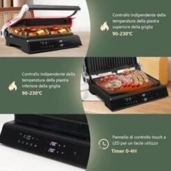 RELAX4LIFE Piastra Elettrica 2000W, Bistecchiera Elettrica Con Piastre Antiaderenti E Rimovibili, 5 Modalità Automatiche, Cottura Bifacciali 90° A 230°, Timer 0-4 H, Per Panini E BBQ -Sconto Weber || Campingaz || OUTSUNNY in Italia 90447340 5