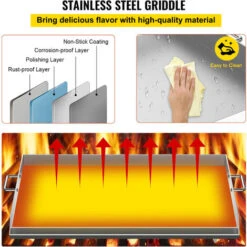 VEVOR Piastra Griglia Piatta In Acciaio Inossidabile Da 81x43x5.6cm Piatta Per Pentole A Tripla Piastra Con Due Pale Piastra Universale Piatta Per -Sconto Weber || Campingaz || OUTSUNNY in Italia 92082807 5