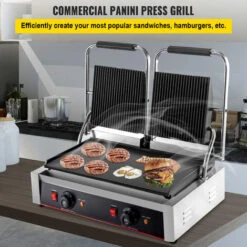 VEVOR Piastra Panini Elettrica 3600W Piastra Elettrica Per Panini Griglia Bistecchiera Elettrica Doppia Scanalatura -Sconto Weber || Campingaz || OUTSUNNY in Italia 92855659 3