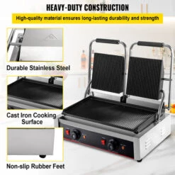 VEVOR Piastra Panini Elettrica 3600W Griglia Bistecchiera Doppia Scanalatura -Sconto Weber || Campingaz || OUTSUNNY in Italia 92855660 5