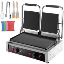 VEVOR 220V Piastra Per Barbecue, Sandwich Elettrica 3600W, Piastra Di Cottura Doppie Teste In Acciaio Inox, Piastre Grill Commerciale Da 50 A 300 ℃
