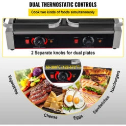 VEVOR 220V Piastra Per Barbecue, Sandwich Elettrica 3600W, Piastra Di Cottura Doppie Teste In Acciaio Inox, Piastre Grill Commerciale Da 50 A 300 ℃ -Sconto Weber || Campingaz || OUTSUNNY in Italia 92855667 4