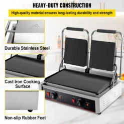 VEVOR 220V Piastra Per Barbecue, Sandwich Elettrica 3600W, Piastra Di Cottura Doppie Teste In Acciaio Inox, Piastre Grill Commerciale Da 50 A 300 ℃ -Sconto Weber || Campingaz || OUTSUNNY in Italia 92855667 5