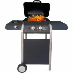 BARBECUE GAS BBQ GRILL PORTATILE RUOTE PIETRA LAVICA 2FUOCHI 1 FORNELLO LATERALE -Sconto Weber || Campingaz || OUTSUNNY in Italia 93958470 3