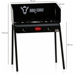 BBQ-Toro Tavolo Da Barbecue A Gas Con Frangivento Fornello A Gas In Ghisa 2 Bruciatori 12 KW -Sconto Weber || Campingaz || OUTSUNNY in Italia 94789960 4