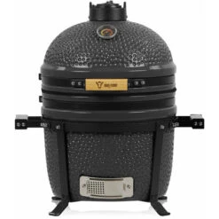 BBQ-Toro Kamado Grill A Carbonella Ã˜ 39 Cm SHIRO Con Termometro E Manici In Legno, Grigio