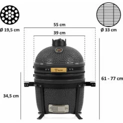BBQ-Toro Kamado Grill A Carbonella Ã˜ 39 Cm SHIRO Con Termometro E Manici In Legno, Grigio -Sconto Weber || Campingaz || OUTSUNNY in Italia 94790104 3