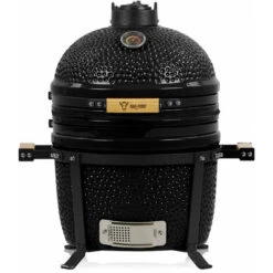 BBQ-Toro Kamado Grill A Carbonella Ã˜ 39 Cm SHIRO Con Termometro E Manici In Legno, Nero