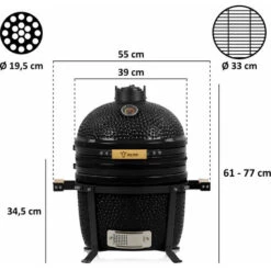 BBQ-Toro Kamado Grill A Carbonella Ã˜ 39 Cm SHIRO Con Termometro E Manici In Legno, Nero -Sconto Weber || Campingaz || OUTSUNNY in Italia 94790320 3
