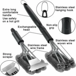 4 Spazzole Per Barbecue Resistenti E Raschietto Con Borsa Per Il Trasporto - Esclusivo Kit Di Pulizia Per Barbecue Con Spazzola Metallica Extra Per Barbecue - Regalo Ideale Per Grigliate -Sconto Weber || Campingaz || OUTSUNNY in Italia 95788864 4