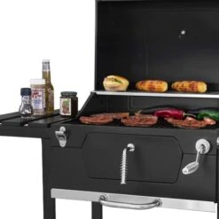 MasterCook - Barbecue A Carbonella In Acciaio Con Ruote Robusto E Stabile Con Doppia Griglia, Termometro E Regolazione Cestello Barbecue, Barbecue Carbonella Con Ripiani Laterali -Sconto Weber || Campingaz || OUTSUNNY in Italia 95802965 4