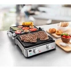 De'Longhi CGH920 MultiGrill, Grill Elettrico Con Funzioni Di Cottura, App Dedicata, Controllo Elettronico Della Temperatura, Piastre Lavabili In Lavastoviglie, 2000W, Argento -Sconto Weber || Campingaz || OUTSUNNY in Italia 95816137 4