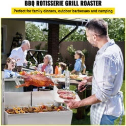 VEVOR Girarrosto BBQ Per Agnello Capacita Da 40kg Con Lamiera, Griglia A Barbecue Motore Elettrico 25W Con Forchetta Per Arrosto, Forno In Piedi BBQ In Acciaio Inox Con Pedana E Ruote Per Campeggio -Sconto Weber || Campingaz || OUTSUNNY in Italia 95860515 3