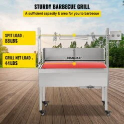 VEVOR Girarrosto BBQ Per Agnello Capacita Da 40kg Con Lamiera, Griglia A Barbecue Motore Elettrico 25W Con Forchetta Per Arrosto, Forno In Piedi BBQ In Acciaio Inox Con Pedana E Ruote Per Campeggio -Sconto Weber || Campingaz || OUTSUNNY in Italia 95860515 4