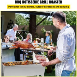 VEVOR Girarrosto BBQ Per Agnello Capacita Da 40kg Senza Lamiera, Griglia A Barbecue Motore Elettrico 25W Con Forchetta Per Arrosto, Forno In Piedi BBQ In Acciaio Inox Con Pedana E Ruote Per Campeggio -Sconto Weber || Campingaz || OUTSUNNY in Italia 95860540 3