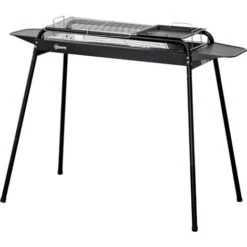 Outsunny Barbecue A Carbonella Con Griglia E Piastra In Acciaio Con Ripiani Laterali, 113x59x83.5cm, Nero