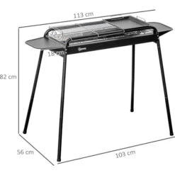 Outsunny Barbecue A Carbonella Con Griglia E Piastra In Acciaio Con Ripiani Laterali, 113x59x83.5cm, Nero -Sconto Weber || Campingaz || OUTSUNNY in Italia 96085051 3