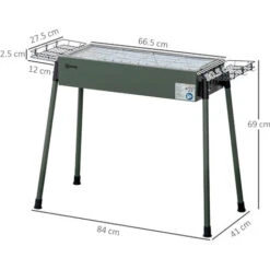 Outsunny Barbecue A Carbonella Con 2 Griglie E Cestini Laterali, 77x30x70cm, Verde Scuro -Sconto Weber || Campingaz || OUTSUNNY in Italia 96085102 3