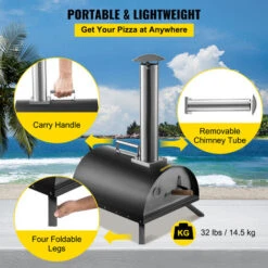 VEVOR Forno A Legna Per Pizza Da Esterno 600 X 400 X 790 Mm In Acciaio Inox 430 -Sconto Weber || Campingaz || OUTSUNNY in Italia 96461204 4