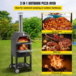 VEVOR Forno A Legna Portatile Per Pizza Barbecue Da Esterno, Forno A Legna Per Pizza Da Esterno Con Pietra E Canna Fumaria Di Facile Spostamento, Forno A Legna Forno A Carbonella Per Pizza Da Esterno -Sconto Weber || Campingaz || OUTSUNNY in Italia 96461250 3