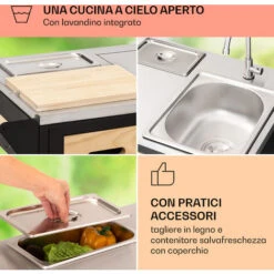 Klarstein Jersey - Cucina Da Esterno Con Griglia A Gas E Lavello, 20,7 KW, 5+1 Bruciatori, Mobile -Sconto Weber || Campingaz || OUTSUNNY in Italia 97203060 4
