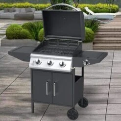Barbecue A Gas Pietra Lavica 3 Fuochi + Fornello E Piano Laterali Termostato -Sconto Weber || Campingaz || OUTSUNNY in Italia 97740483 4