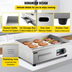 VEVOR Piastra Griglia Elettrica 3000W Grill Di Cottura In Acciaio Inossidabile Per Carne Pesce Verdure Piadine Panini Bistecca, Piastra Grill Commerciale Elettrica Temperatura Regolabile Fino A 300℃ -Sconto Weber || Campingaz || OUTSUNNY in Italia 98420903 5